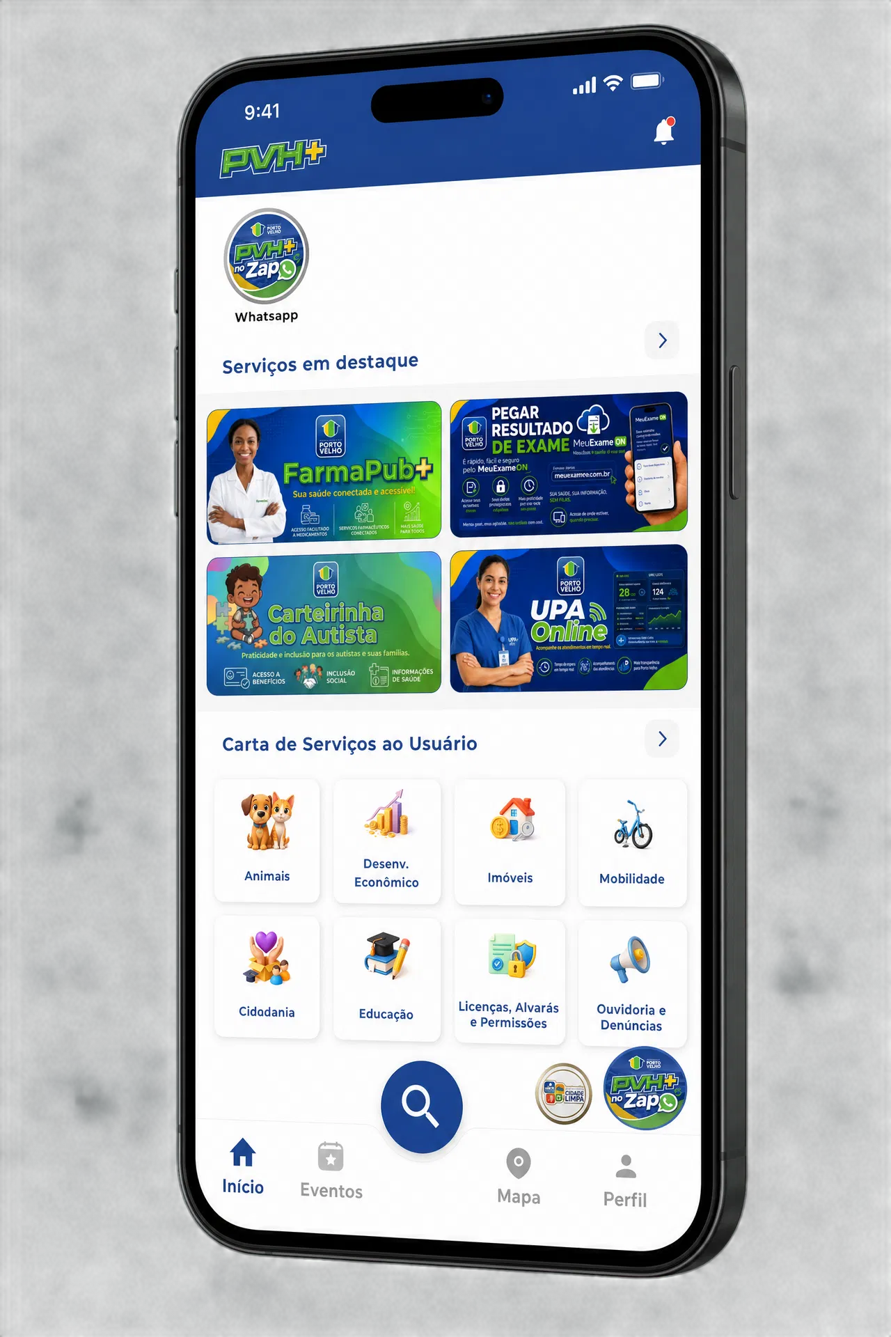 PVH+ App - Tela Inicial