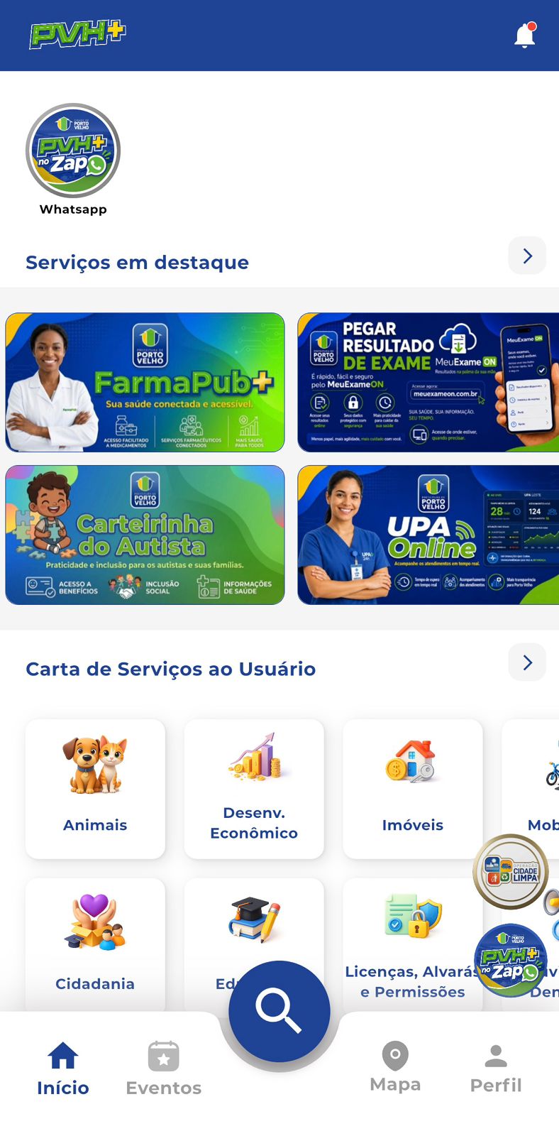 Tela Inicial — Serviços em Destaque