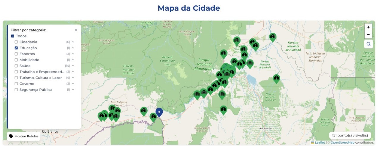 Mapa geográfico da cidade auxilia na localização de serviços municipais