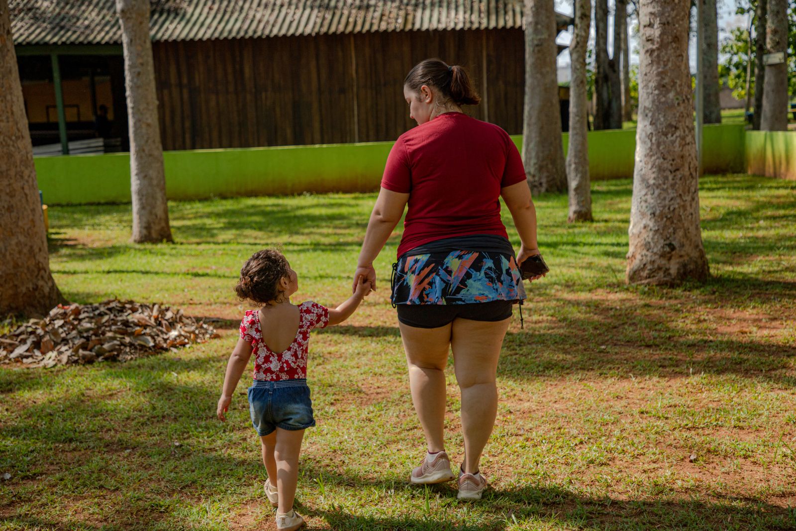 Nayla e a filha escolheram o Parque Circuito como ponto de lazer