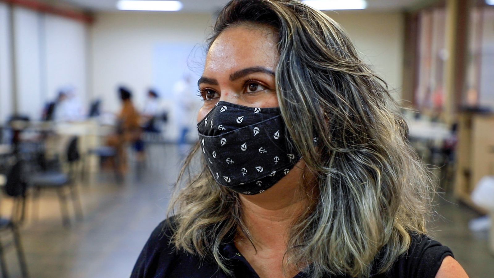 Professora Juçara Taurino recebeu a imuniuzação